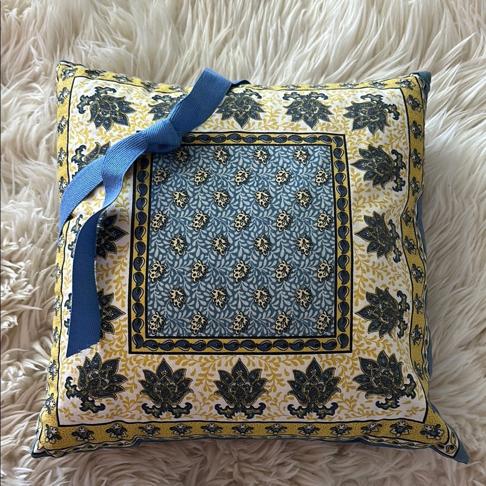 Elegant Blue and Yellow lavender Pillow